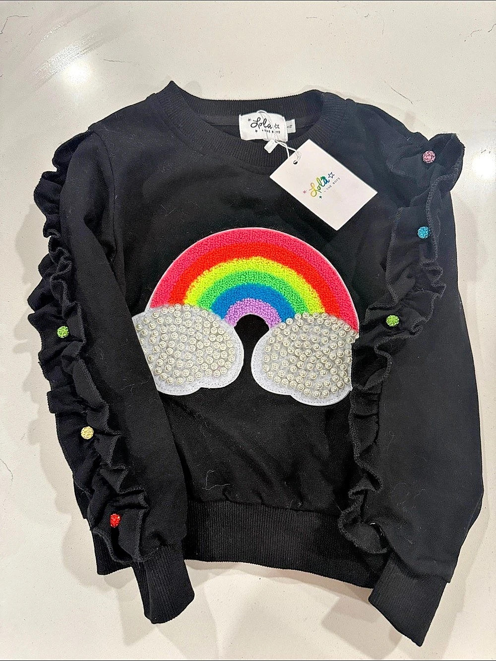 Lola + The Boys Crystal Rainbow Rain Sweatshirt